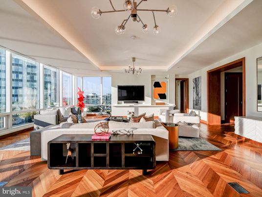 Chandelier, Interior, Living room, Wood Texture Flooring