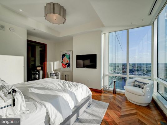 Bedroom, Interior, Pendant Lights, Wood Texture Flooring