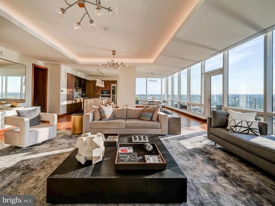 Interior, Kitchen, Living room, Pendant Lights, Stainless Steel Appliances, Water, Wood Texture Flooring