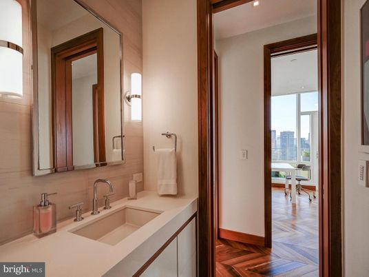 Bathroom, Interior, Recessed Lighting, Wood Texture Flooring