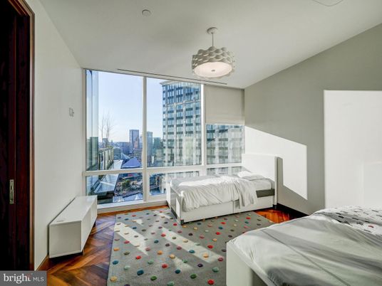 Bedroom, Interior, Pendant Lights, Wood Texture Flooring