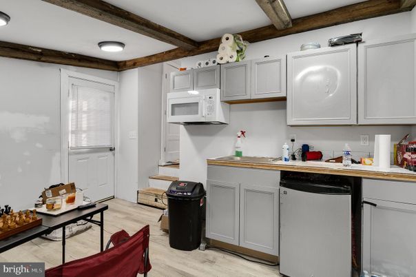 Interior, Kitchen, Recessed Lighting, Wooden Beams, Wood Texture Flooring