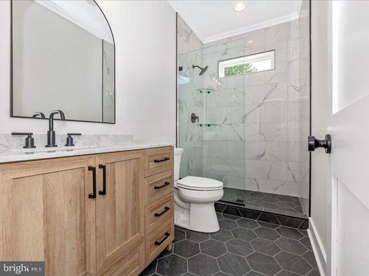 Bathroom, Glass Shower, Interior, Marble Walls, Recessed Lighting