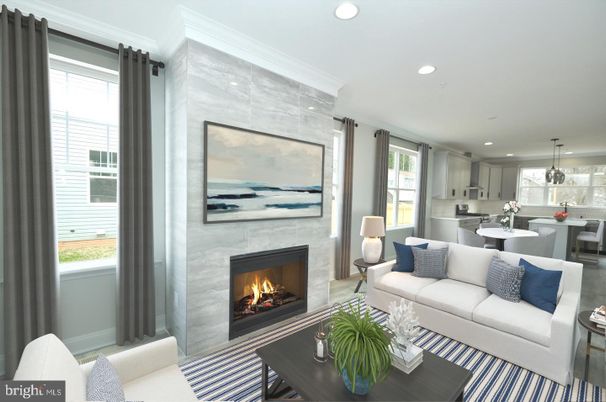 Dining room, Fireplace, Interior, Kitchen, Living room, Pendant Lights, Recessed Lighting