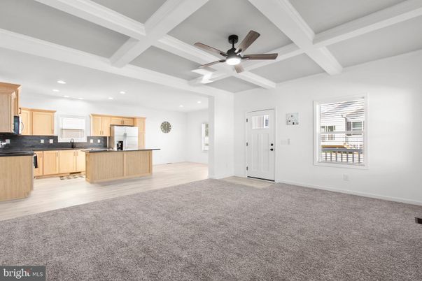 Empty room, Interior, Kitchen, Recessed Lighting, Wood Texture Flooring