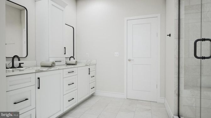Bathroom, Dual Sink Vanities, Glass Shower, Interior