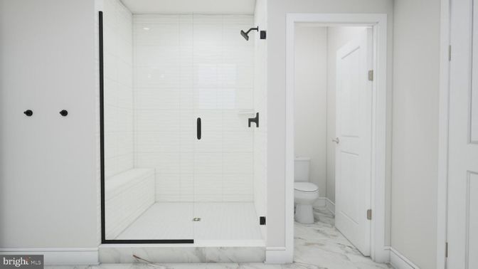Bathroom, Glass Shower, Interior, Marble