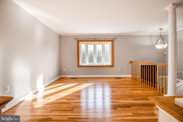 Empty room, Interior, Pendant Lights, Wood Texture Flooring