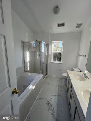 Bathroom, Dual Sink Vanities, Glass Shower, Interior, Marble