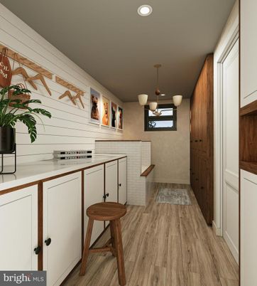 Interior, Kitchen, Pendant Lights, Recessed Lighting, Wood Texture Flooring