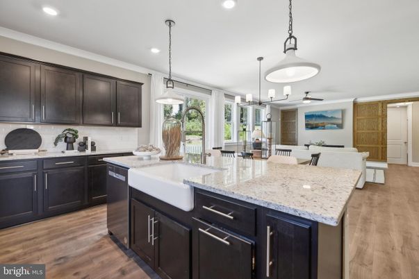 Dining room, Interior, Kitchen, Living room, Pendant Lights, Recessed Lighting, Wood Texture Flooring