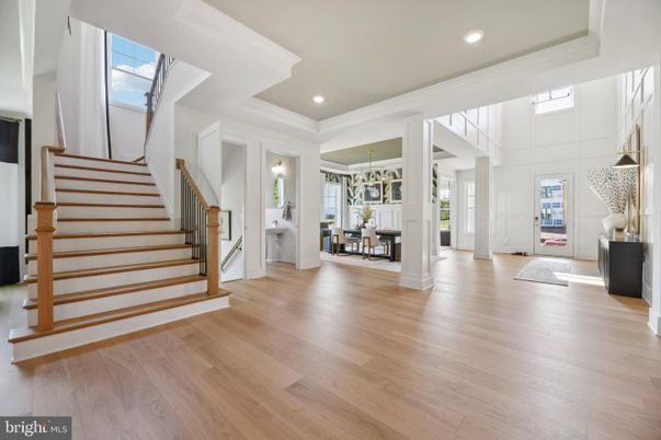 Dining room, Interior, Pendant Lights, Recessed Lighting, Wood Texture Flooring