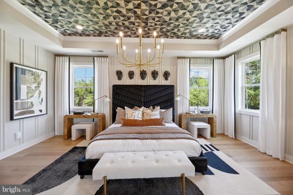 Bedroom, Chandelier, Interior, Pendant Lights, Wood Texture Flooring