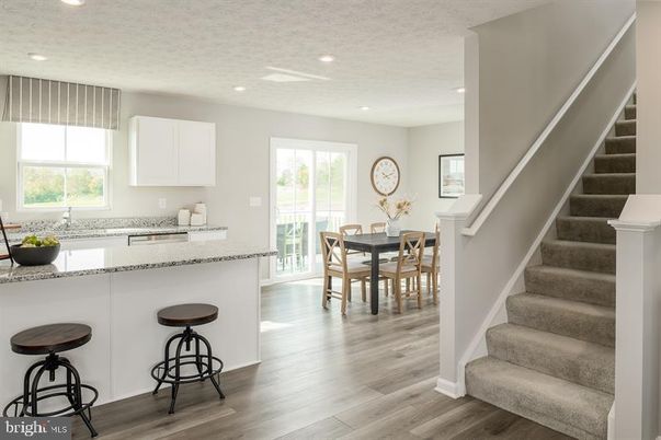 Dining room, Interior, Recessed Lighting, Wood Texture Flooring
