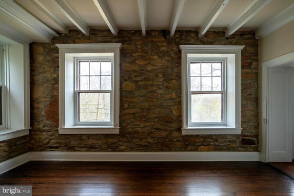 Empty room, Interior, Stone Walls, Wood Texture Flooring