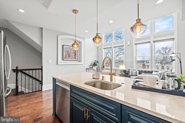 Interior, Kitchen, Pendant Lights, Recessed Lighting, Wood Texture Flooring