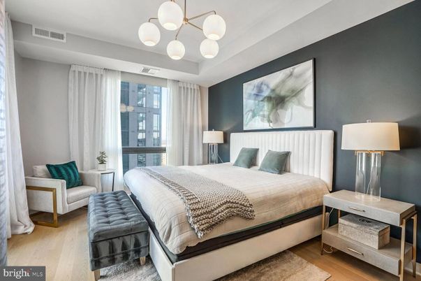 Bedroom, Interior, Pendant Lights, Wood Texture Flooring