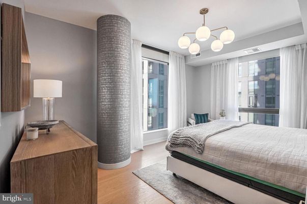 Bedroom, Interior, Pendant Lights, Wood Texture Flooring