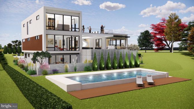 Backyard, Exterior, Facade, Pool, Modern