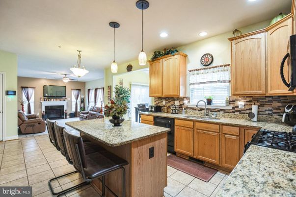 Fireplace, Interior, Kitchen, Living room, Pendant Lights, Recessed Lighting