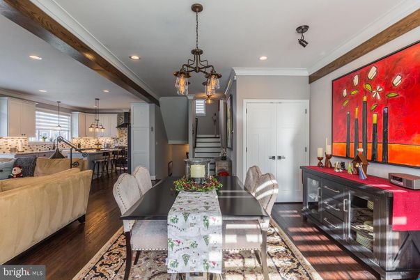 Dining room, Interior, Kitchen, Living room, Pendant Lights, Recessed Lighting, Wood Texture Flooring