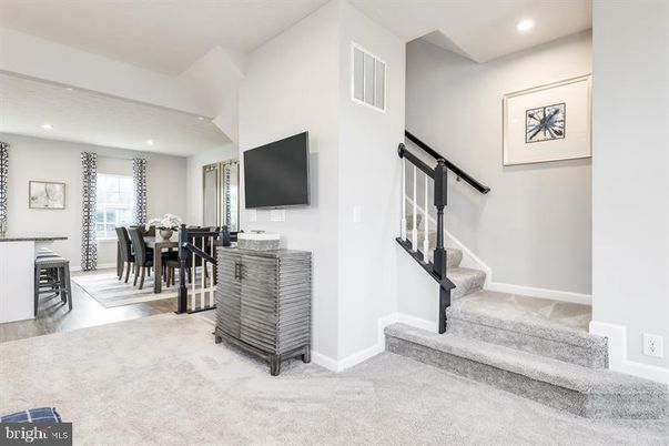 Dining room, Interior, Recessed Lighting, Wood Texture Flooring