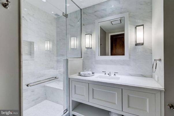 Bathroom, Glass Shower, Interior, Marble Walls