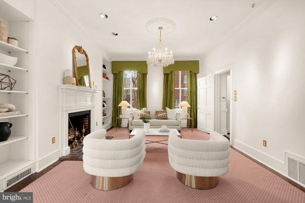 Chandelier, Fireplace, Interior, Living room, Recessed Lighting