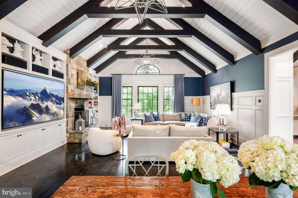 Fireplace, Interior, Living room, Wooden Beams, Wood Texture Flooring