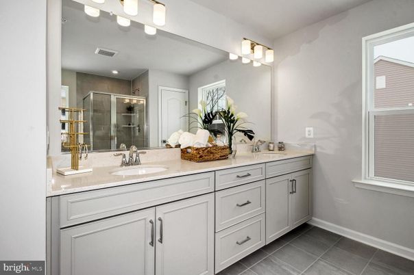 Bathroom, Dual Sink Vanities, Glass Shower, Interior