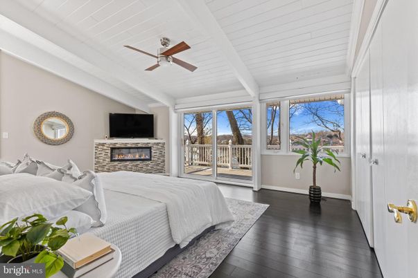 Bedroom, Fireplace, Interior, Wood Texture Flooring