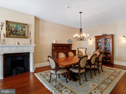 Chandelier, Dining room, Fireplace, Interior, Wood Texture Flooring