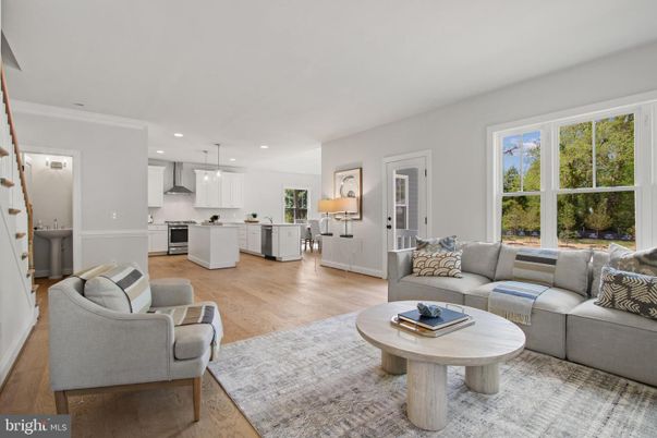 Interior, Kitchen, Living room, Pendant Lights, Recessed Lighting, Wood Texture Flooring