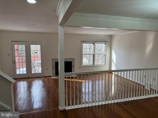 Empty room, Fireplace, Interior, Recessed Lighting, Wood Texture Flooring