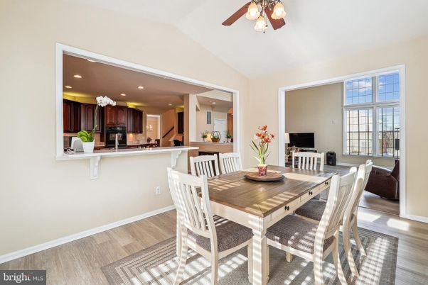 Dining room, Interior, Kitchen, Recessed Lighting, Wood Texture Flooring
