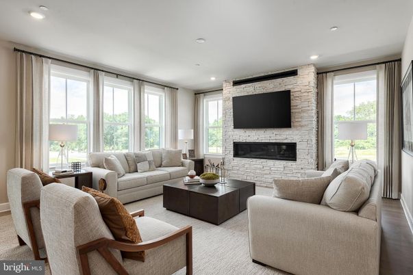 Fireplace, Interior, Living room, Recessed Lighting, Stone Walls