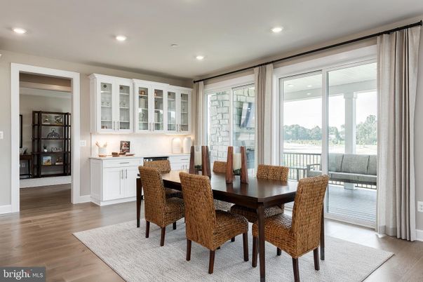 Dining room, Interior, Recessed Lighting, Wood Texture Flooring