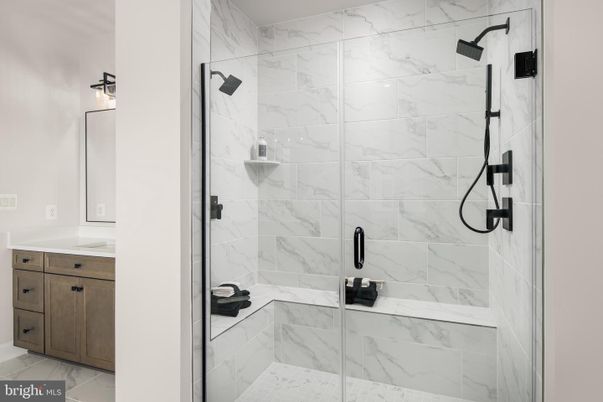 Bathroom, Glass Shower, Interior, Marble Walls