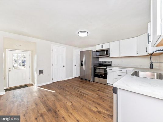Interior, Kitchen, Stainless Steel Appliances, Wood Texture Flooring