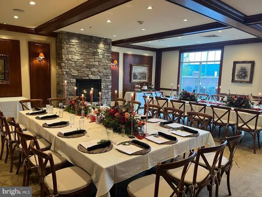 Dining room, Fireplace, Interior, Recessed Lighting, Stone Walls