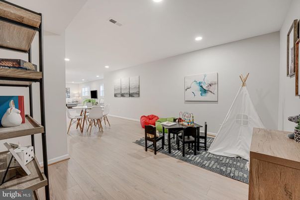 Dining room, Interior, Recessed Lighting, Wood Texture Flooring