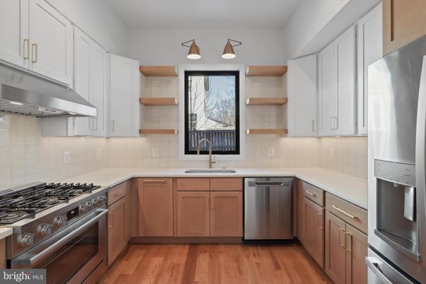 Interior, Kitchen, Stainless Steel Appliances, Wood Texture Flooring