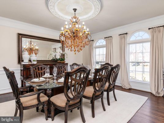 Chandelier, Dining room, Interior, Wood Texture Flooring