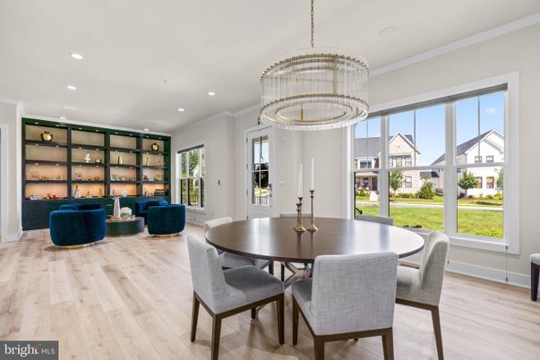 Chandelier, Dining room, Interior, Living room, Pendant Lights, Recessed Lighting, Wood Texture Flooring