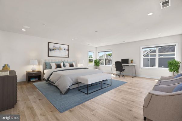 Bedroom, Home Office, Interior, Recessed Lighting, Wood Texture Flooring