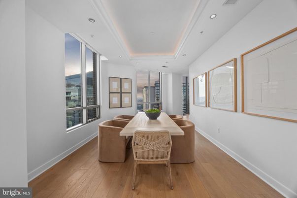 Dining room, Interior, Recessed Lighting, Wood Texture Flooring