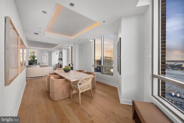 Dining room, Interior, Living room, Recessed Lighting, Wood Texture Flooring