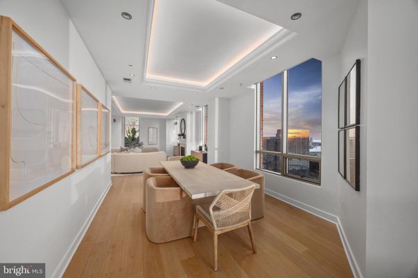Dining room, Interior, Recessed Lighting, Wood Texture Flooring