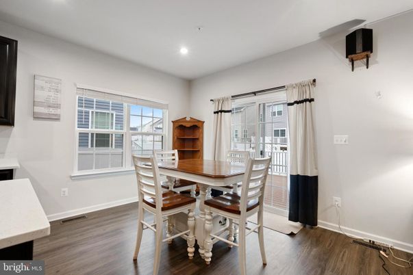 Dining room, Interior, Recessed Lighting, Wood Texture Flooring