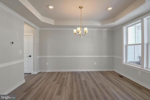 Chandelier, Empty room, Interior, Pendant Lights, Recessed Lighting, Wood Texture Flooring